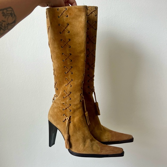 Cesare Paciotti Knee High Suede Boots - Picture 1 of 8